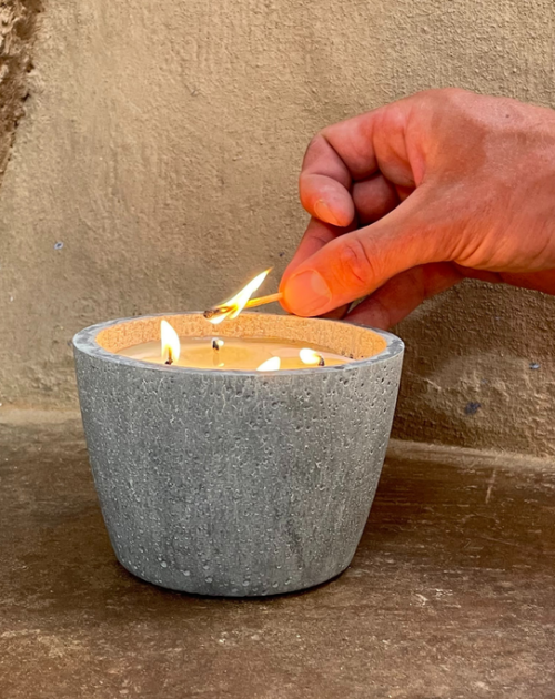 bougie artisanale cire de soja terrae contenant beton
